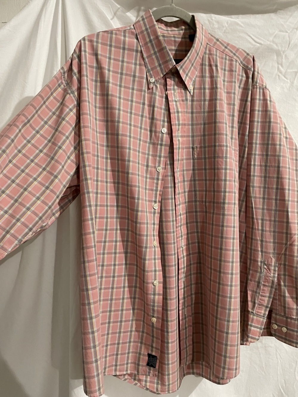 Men's Burberry Pink Plaid Button-Down Shirt Size XL 100% Cotton